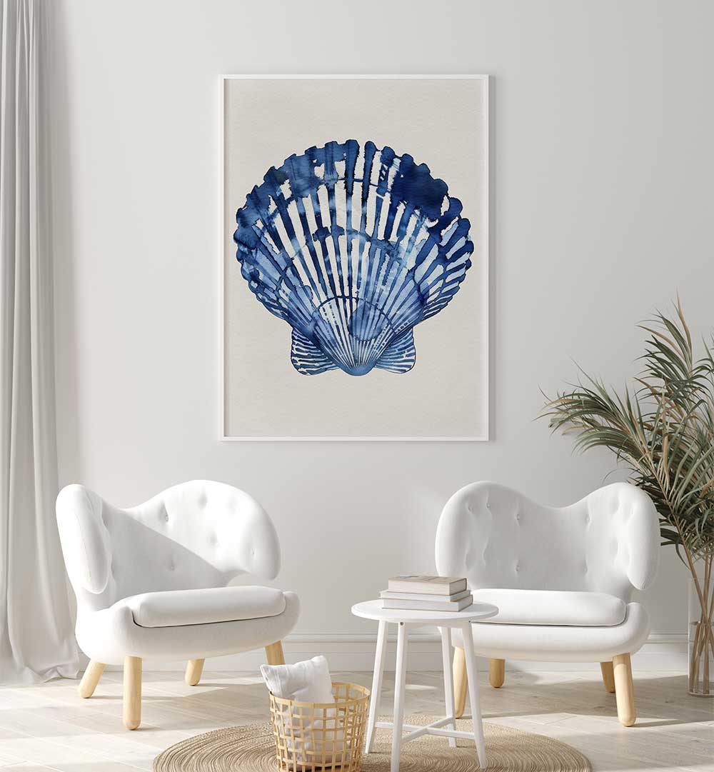 INDIGO SEASHELL , BEACH PAINTINGS