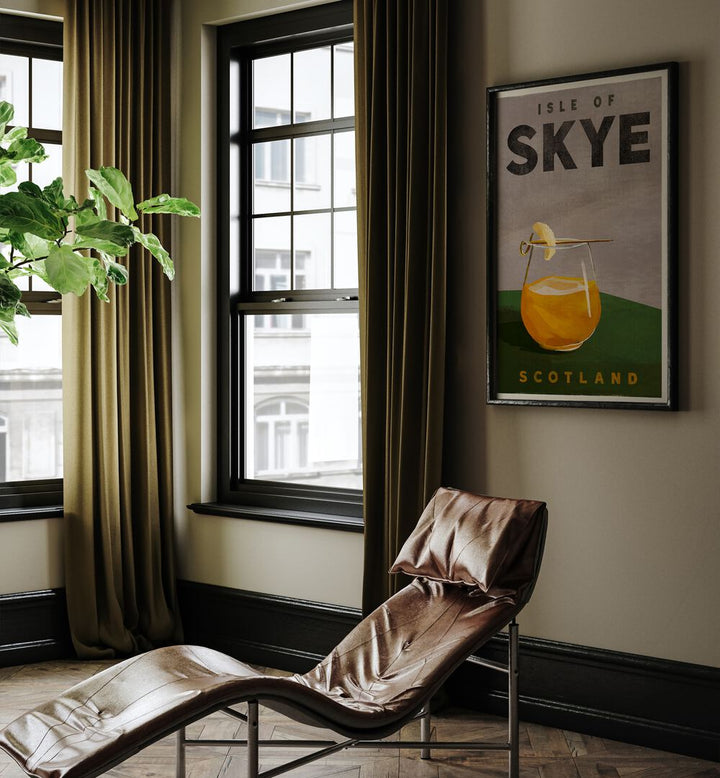 Charming Isle of Skye Cocktail, Bar art, capturing the essence of Scotland's beauty and culture in your space.