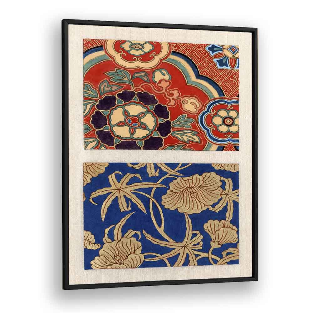 Timeless elegance of ITO NISHIKI, KIMONO PATTERN (1750-1900), JAPANESE PAINTINGS in a black frame for your decor.