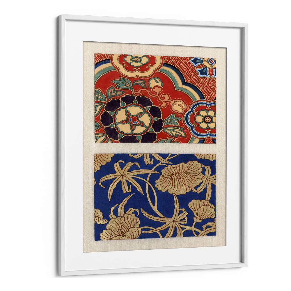 Framed ITO NISHIKI, KIMONO PATTERN (1750-1900), JAPANESE PAINTINGS showcasing vibrant colors and intricate designs.
