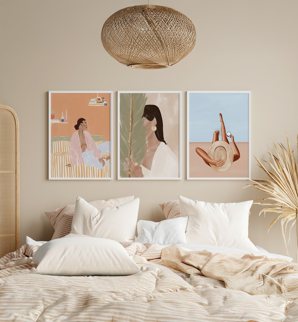 Elevate your space with the IVY GREEN ARTWORKS SET, SET OF 3 PAINTINGS featuring exquisite ivy-inspired artistry.