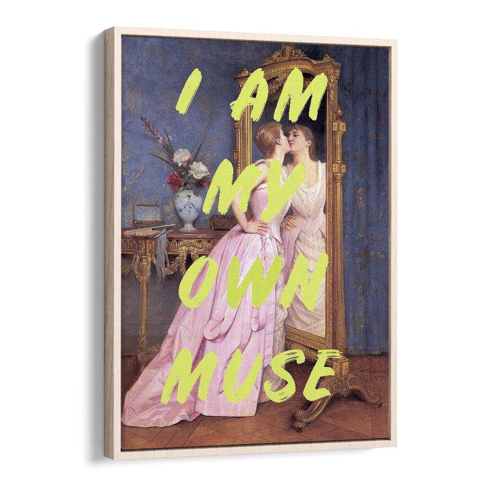 Contemporary altered art print "I'M MY OWN MUSE" by Grace Digital Art Co, framed in oak, perfect for any space.