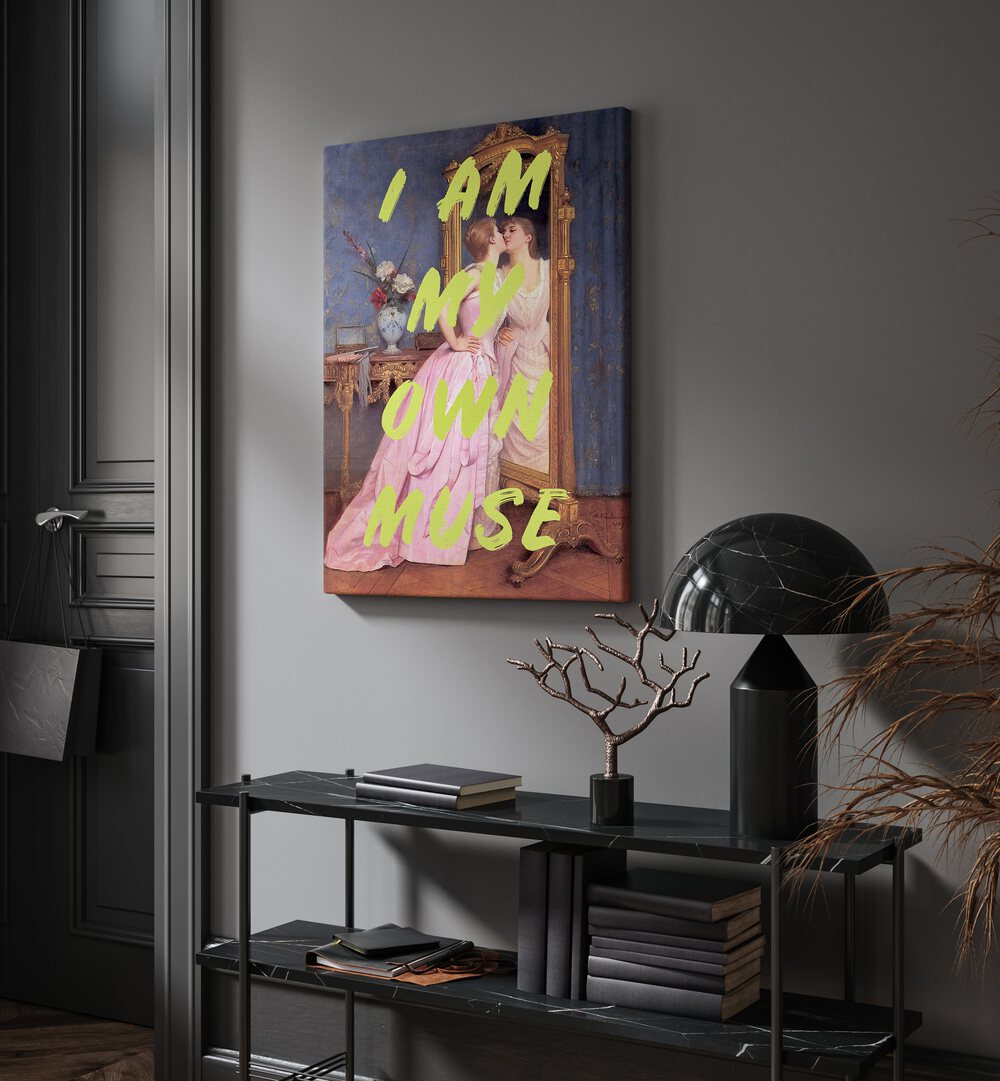 Contemporary altered art print, "I'M MY OWN MUSE," by Grace Digital Art Co, perfect for modern decor.