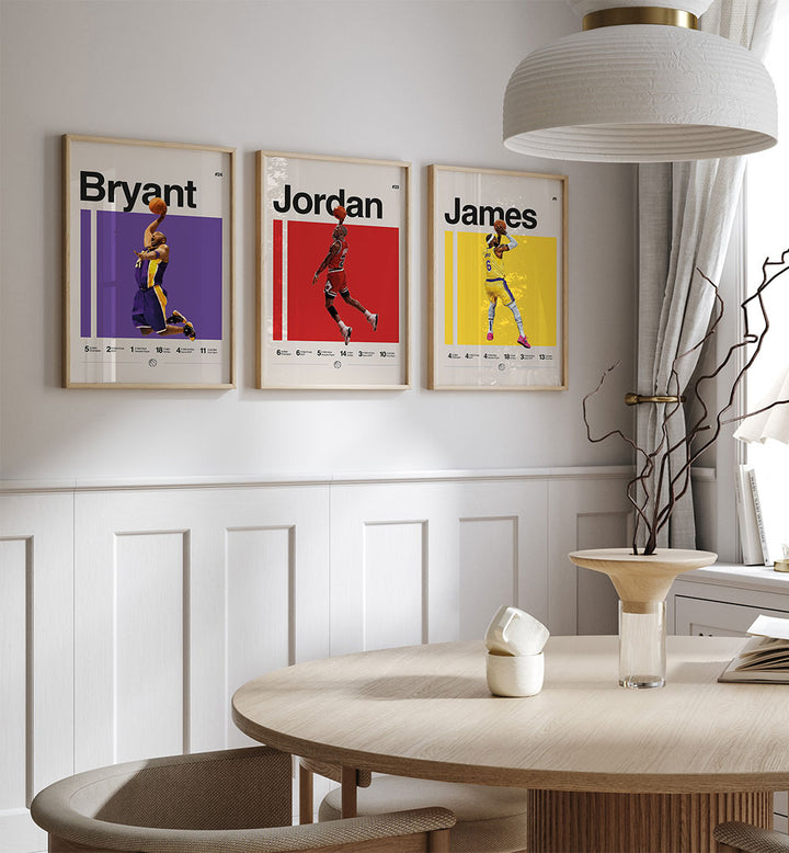 ICONS IN ACTION , SET OF 3 PAINTINGS