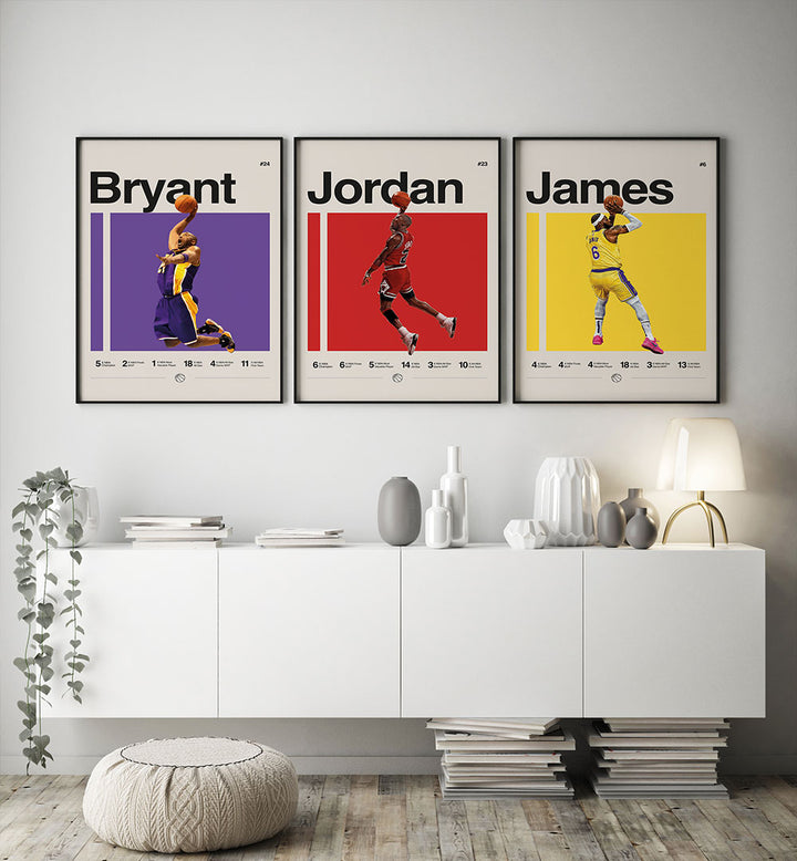 ICONS IN ACTION , SET OF 3 PAINTINGS