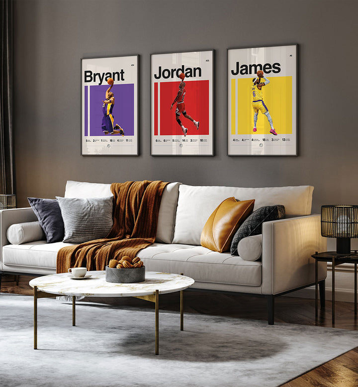 ICONS IN ACTION , SET OF 3 PAINTINGS