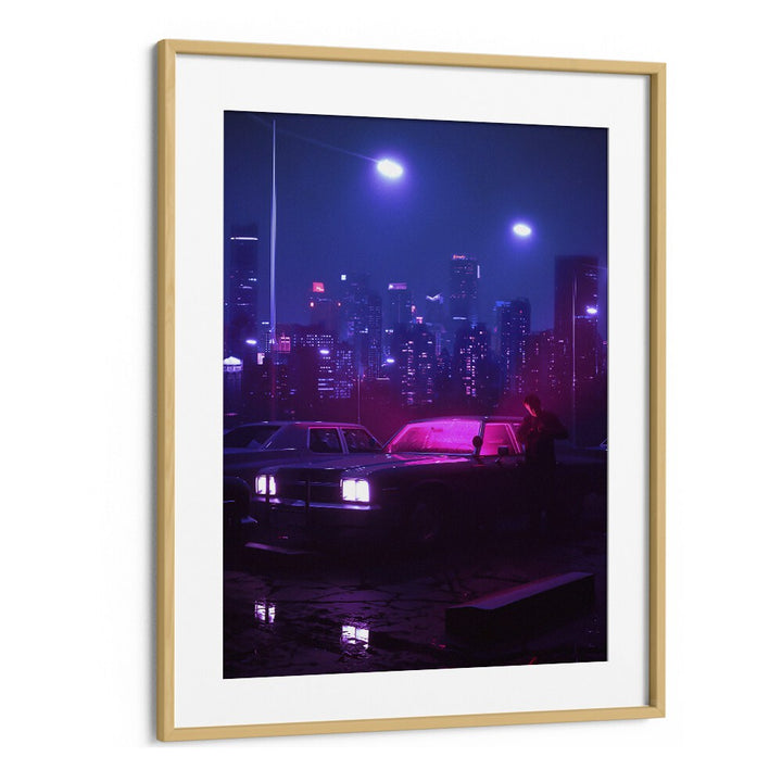 "ILLICIT ACTIVITY, SURREAL ART PRINTS by Ritvik Takkar, adding modern elegance to your space with a vibrant cityscape."
