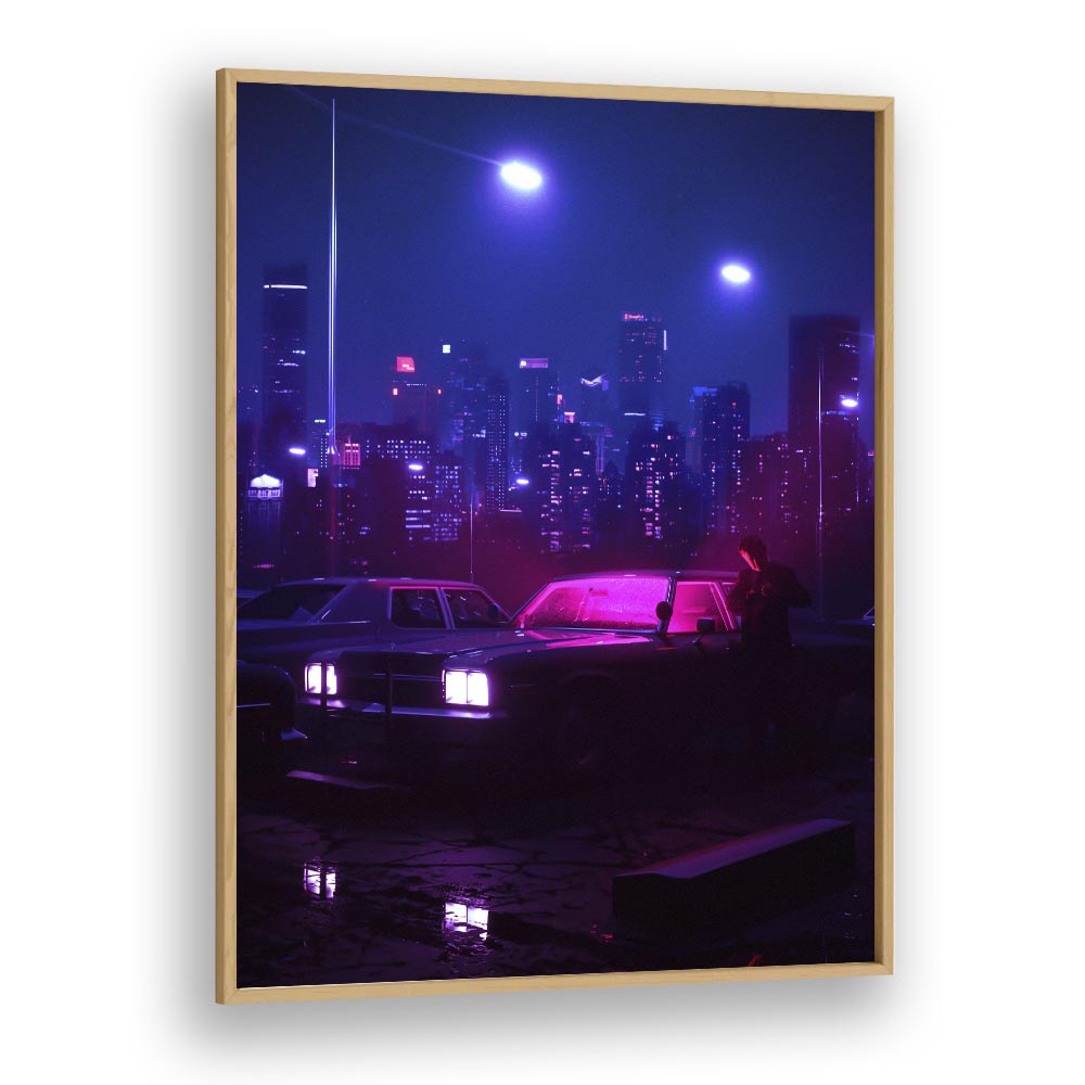 Surreal art print "ILLICIT ACTIVITY" by Ritvik Takkar adds modern elegance to your space with vibrant cityscape.