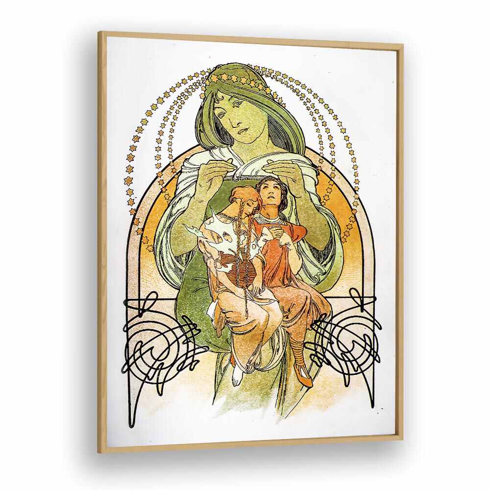 Ilsee Princesse De Tripoli 1897 By Alphonse Mucha Vintage Paintings in Oak Wood Plain Frame
