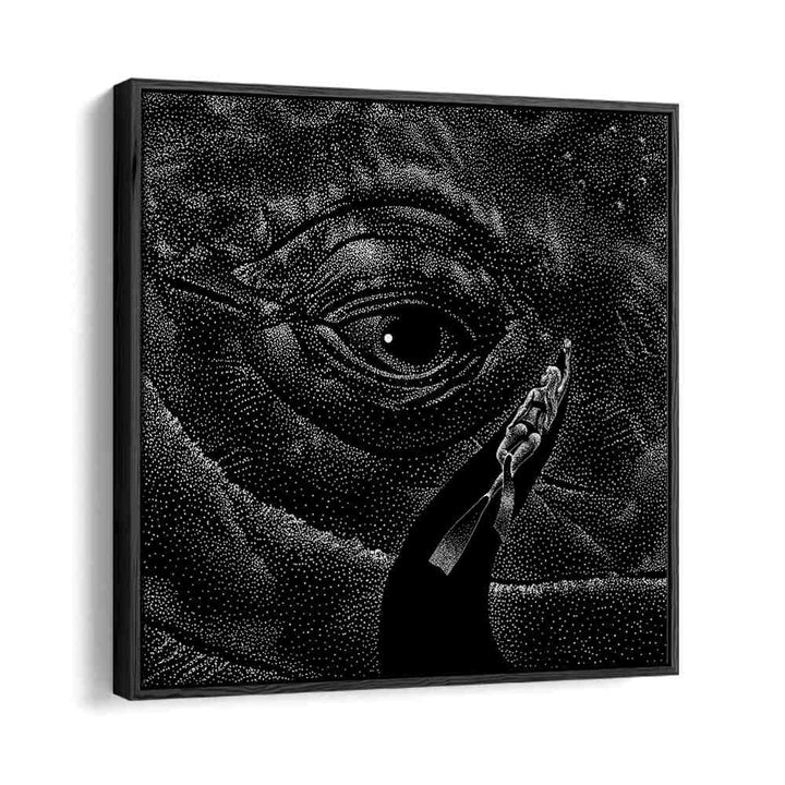 Explore the depths of imagination with IN THE WHALE'S EYE MONOCHROME, SURREAL ART PRINTS by Aliriza Çakır.