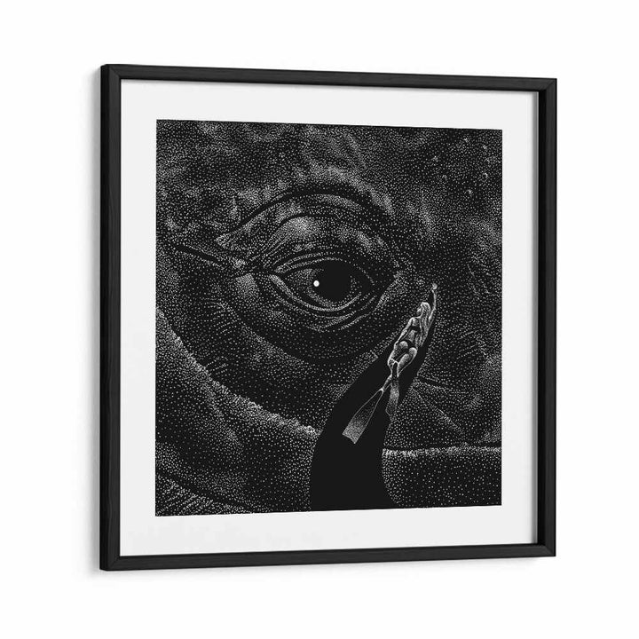 Explore “IN THE WHALE'S EYE MONOCHROME, SURREAL ART PRINTS” by Aliriza Çakır, showcasing deep surrealism in black.