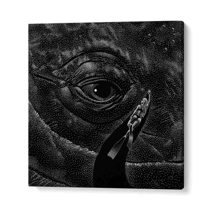 Explore the surreal depths with "In The Whale's Eye Monochrome, Surreal Art Prints" by Aliriza Çakır.