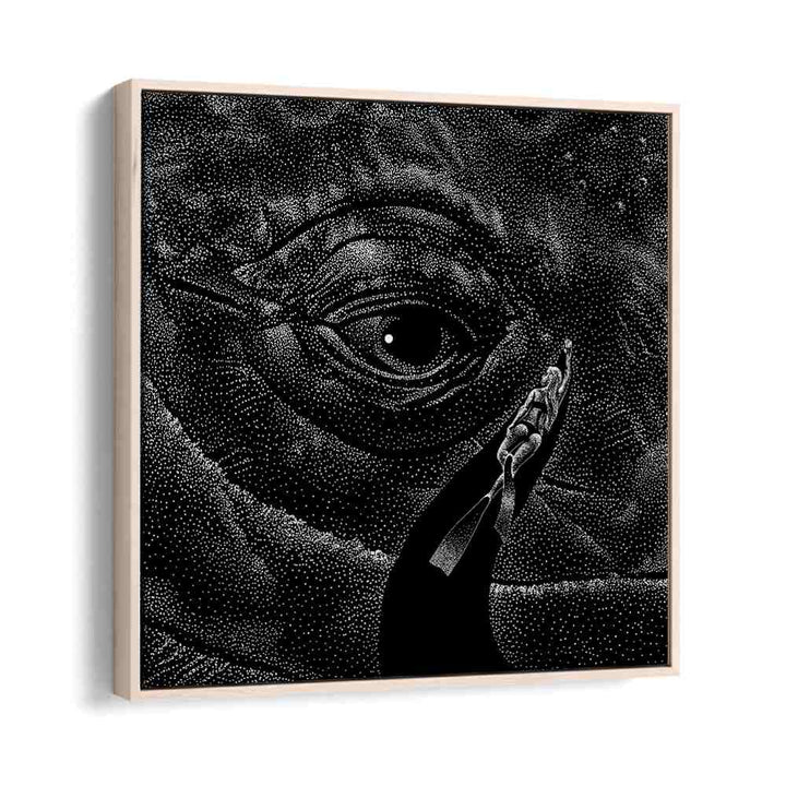 Explore the surreal depth of "In The Whale's Eye Monochrome, Surreal Art Prints" by Aliriza Çakır, framed in oak.
