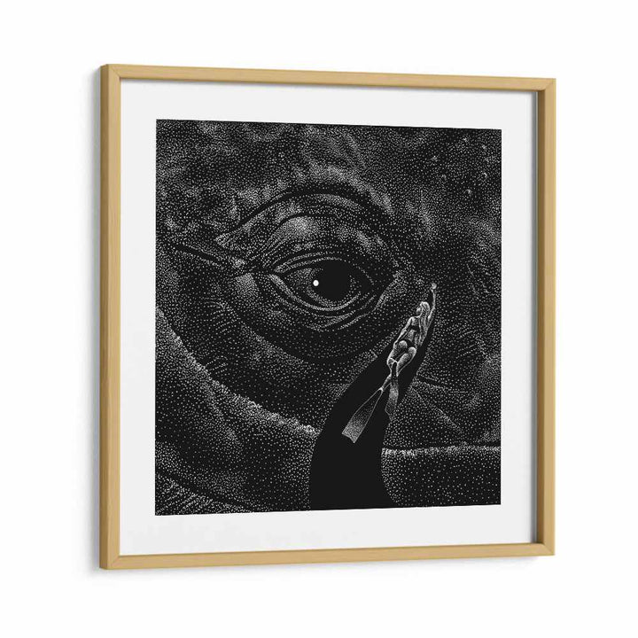 Explore the depths of surrealism with IN THE WHALE'S EYE MONOCHROME, SURREAL ART PRINTS by Aliriza Çakır.