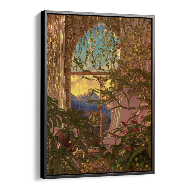 "INDOOR GROWTH, SURREAL ART PRINTS by Cosmo Zach, featuring lush plants and enchanting views to elevate your space."