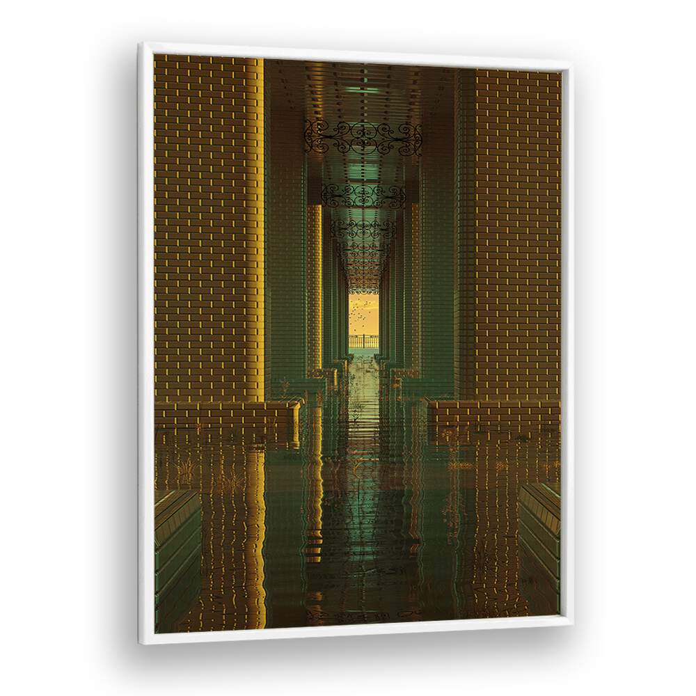 Captivating indoor lake scene by Cosmo Zach, perfect for elevating decor with INDOOR LAKE, SURREAL ART PRINTS.