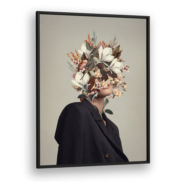 Surreal art print "INFINITE MOMENTS INFINITE AUTUMNS" by Frank Moth, blending nature and portrait in stunning design.
