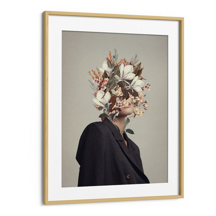 Elegant surreal art print "INFINITE MOMENTS INFINITE AUTUMNS" by Frank Moth, framed in oak for timeless appeal.