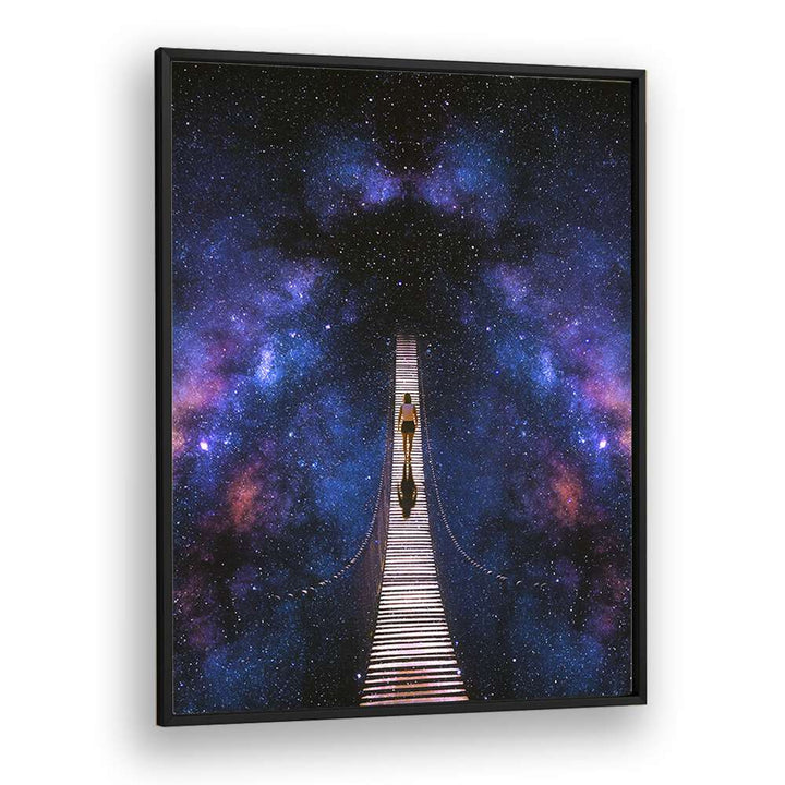 Stunning INFINITY, SURREAL ART PRINTS by Taudalpoi, featuring a cosmic bridge leading into a starry expanse.