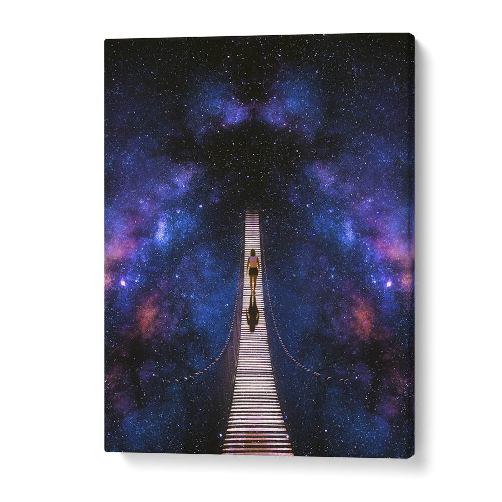 Stunning INFINITY, SURREAL ART PRINTS by Taudalpoi, featuring a cosmic bridge in a mesmerizing starry landscape.