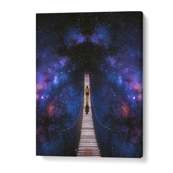 Stunning INFINITY, SURREAL ART PRINTS by Taudalpoi, featuring a cosmic bridge in a mesmerizing starry landscape.