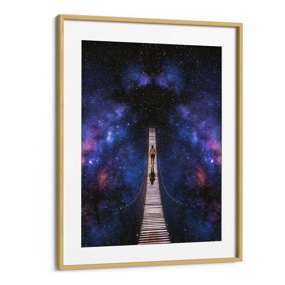 Infinity, Surreal Art Prints showcase a captivating cosmic scene in an elegant oak frame by Taudalpoi.