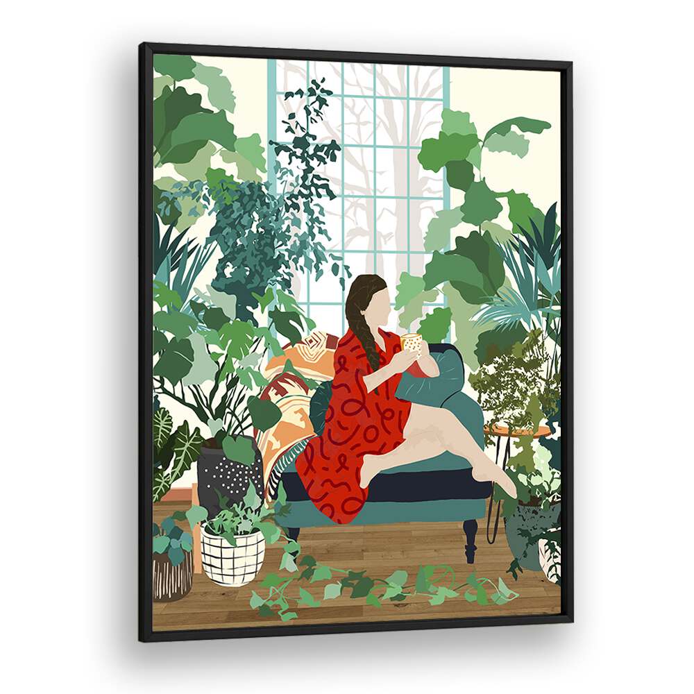 Explore INTROSPECTION, PORTRAITS with Uma Gokhale’s vibrant woman illustration, celebrating femininity and self-reflection.