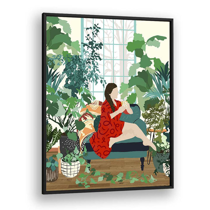 Explore INTROSPECTION, PORTRAITS with Uma Gokhale’s vibrant woman illustration, celebrating femininity and self-reflection.