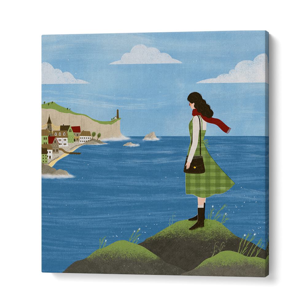 Enchanting IRISH SEASIDE illustration by Julia Leister, showcasing Ireland's coastal beauty in vibrant colors.