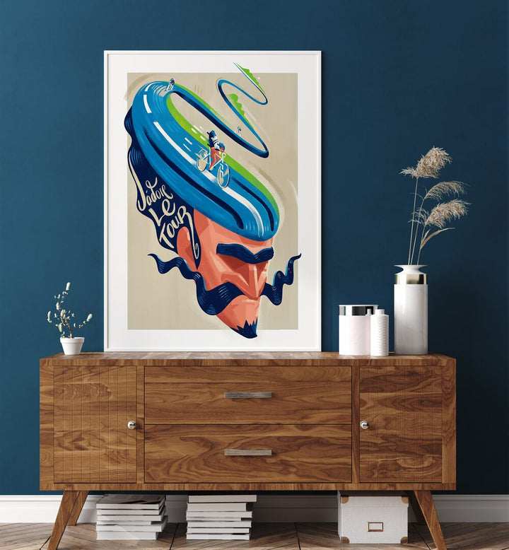 Stylish JA DORLE TOUR, SPORTS POSTERS featuring vibrant cycling art, perfect for adventure enthusiasts’ decor.