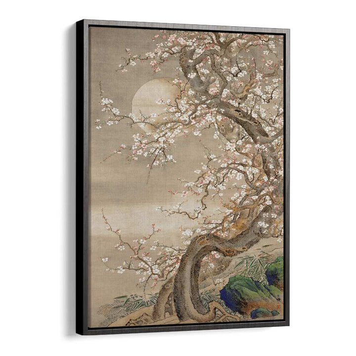 Delicate JAPANESE PLUM BLOSSOMS IN MOONLIGHT (18TH CENTURY) , JAPANESE PAINTINGS evoke tranquility and beauty in art.