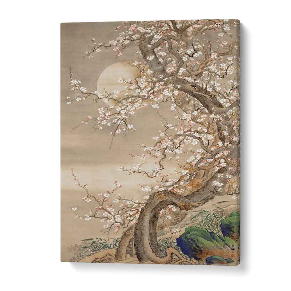 Elegant JAPANESE PLUM BLOSSOMS IN MOONLIGHT (18TH CENTURY) , JAPANESE PAINTINGS showcasing serene beauty in art.