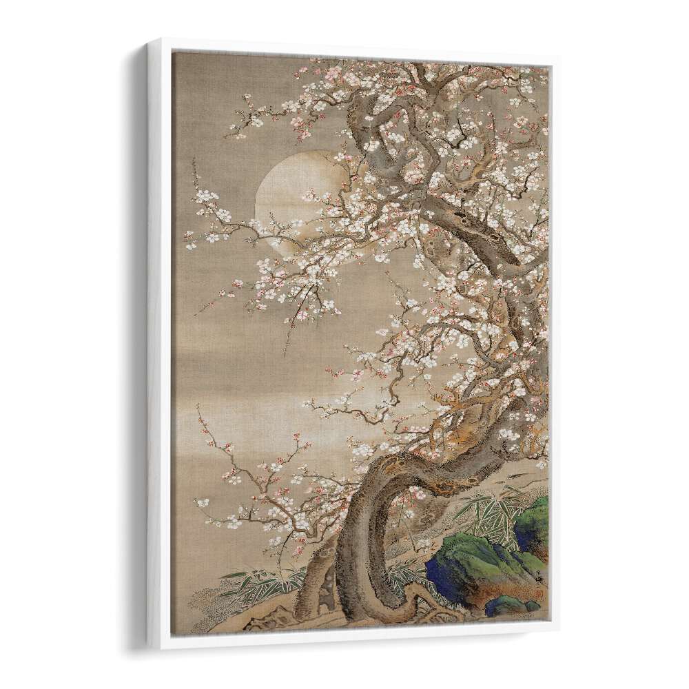 Elegant JAPANESE PLUM BLOSSOMS IN MOONLIGHT (18TH CENTURY), JAPANESE PAINTINGS capturing serene beauty and tranquility.