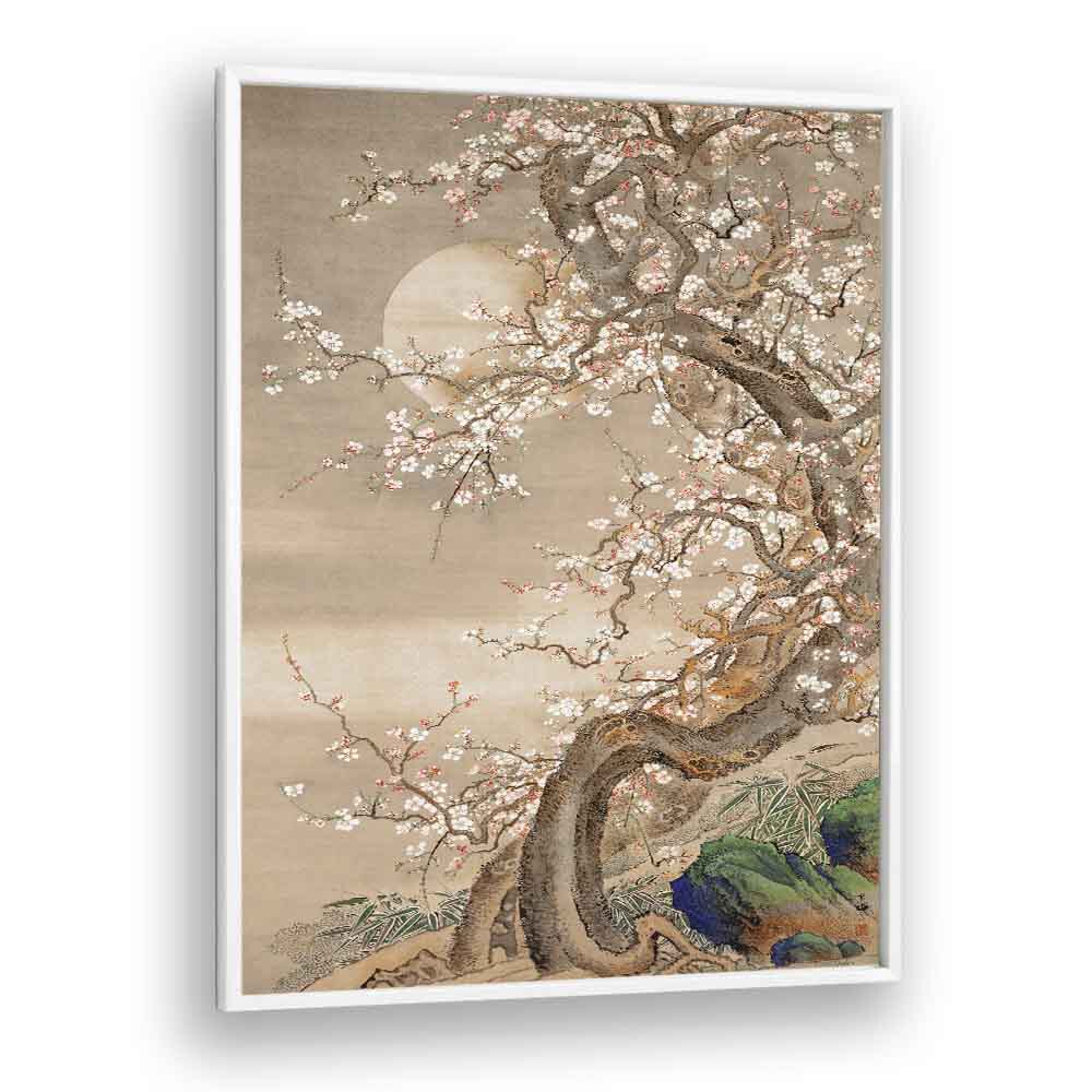 Delicate JAPANESE PLUM BLOSSOMS IN MOONLIGHT (18TH CENTURY) , JAPANESE PAINTINGS artwork in a serene setting.