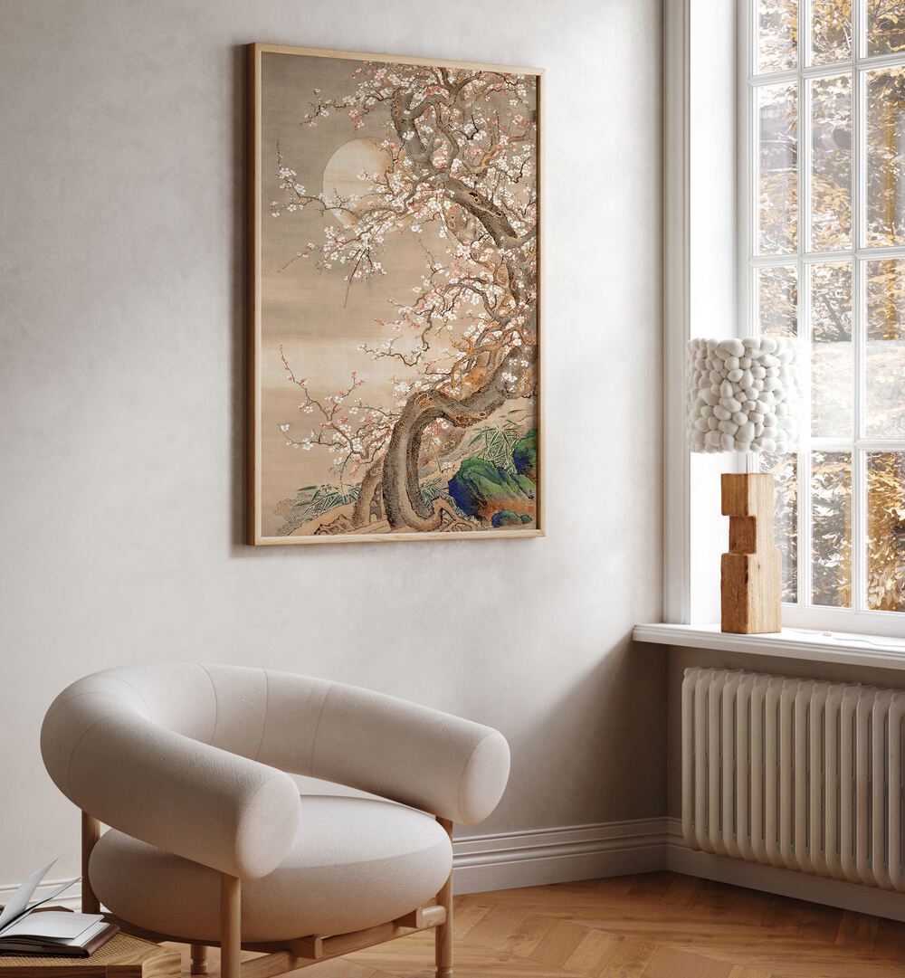 Elegant JAPANESE PLUM BLOSSOMS IN MOONLIGHT (18TH CENTURY) , JAPANESE PAINTINGS artwork bringing tranquility to your space.