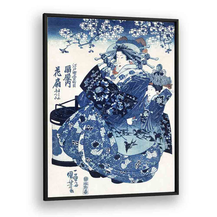 Elegant JAPANESE WOMAN (1798-1861) artwork, a stunning example of JAPANESE PAINTINGS, framed beautifully for display.