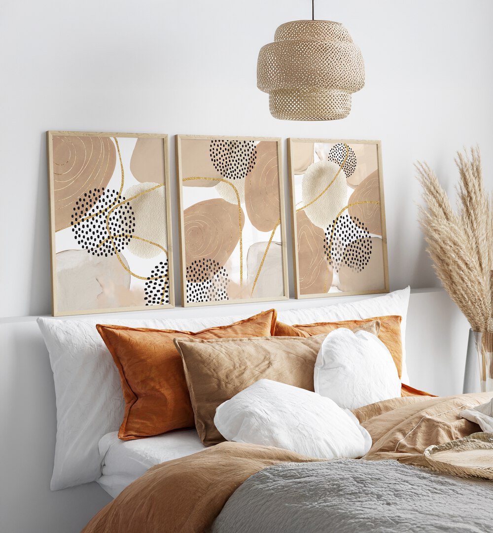 Sophisticated JEALOUS BEIGE SET, SET OF 3 PAINTINGS adds elegance to any room, perfect for art lovers and decorators.