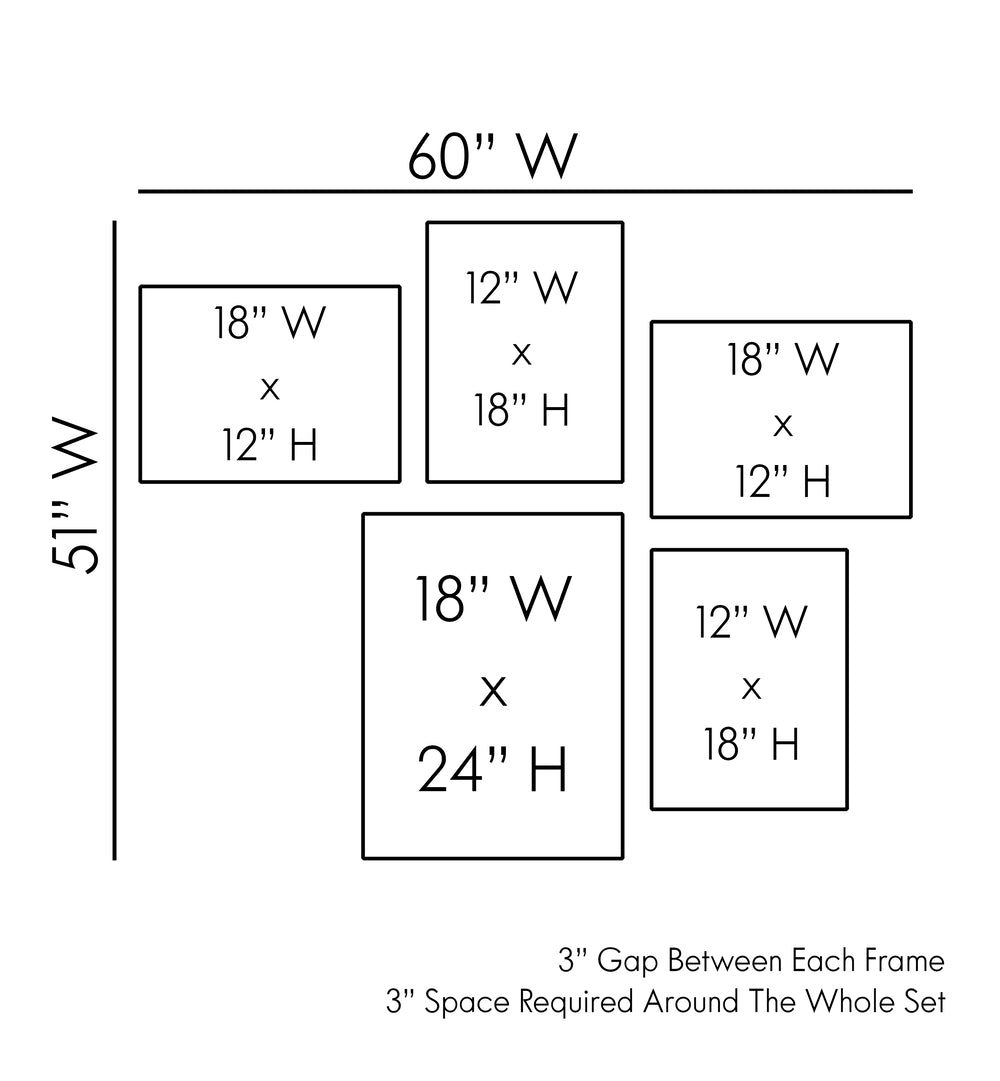 Stylish layout guide for the JEAN MICHEL BASQUIAT GALLERY WALL, GALLERY WALLS showcasing framed art sets.