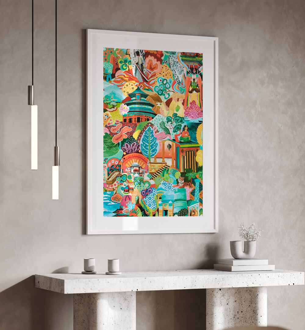 Colorful artwork showcasing the JOURNEY OF DISCOVERY, INDIAN ART PAINTINGS, highlighting India's rich cultural heritage.