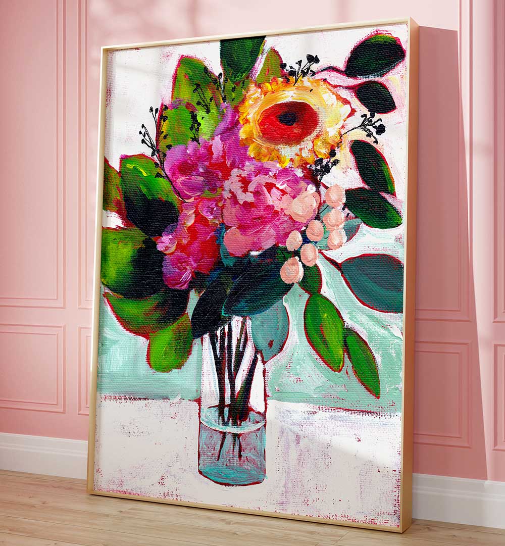 JULYS FLOWERS , FLORAL FLOWER PAINTINGS