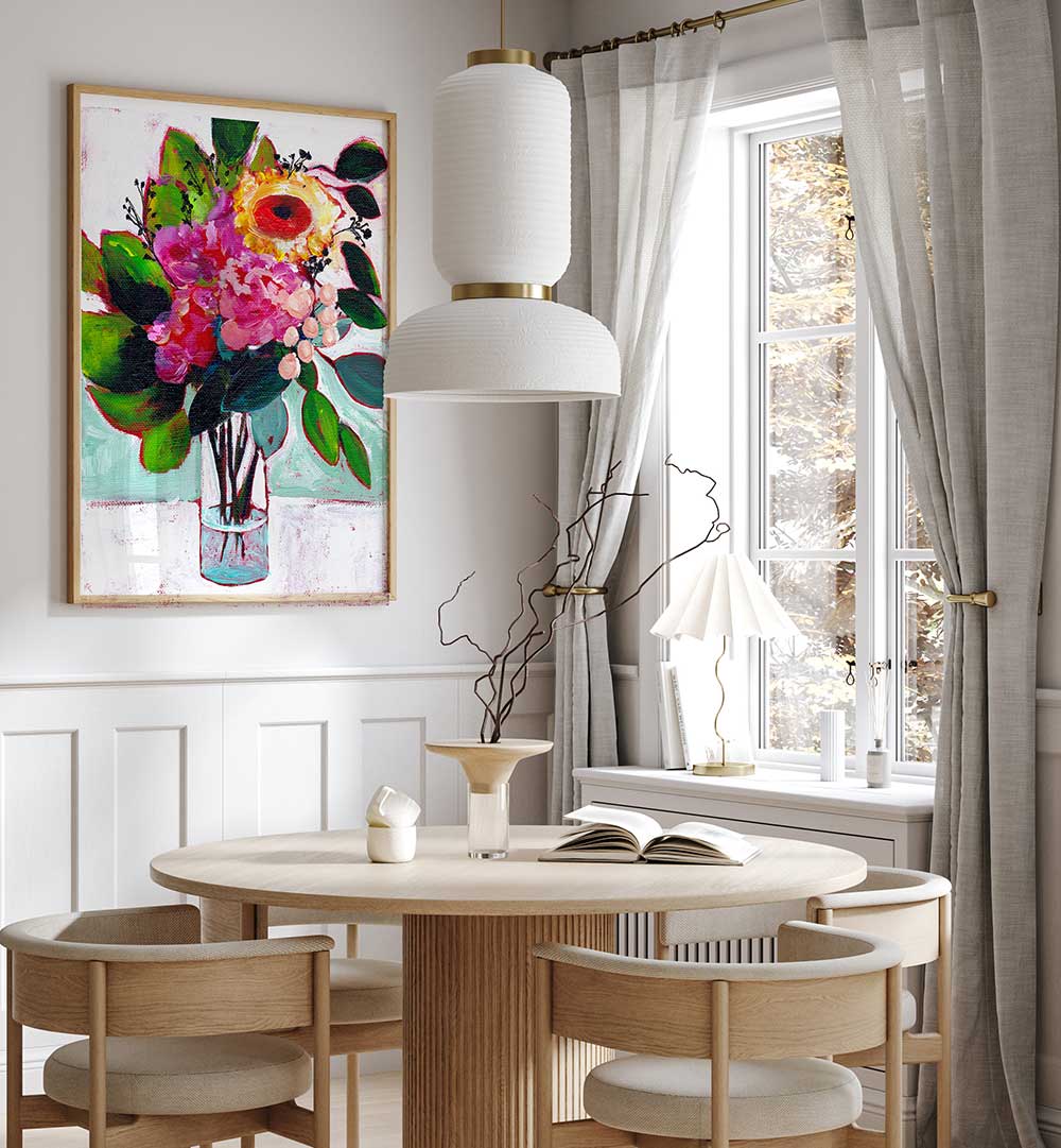 JULYS FLOWERS , FLORAL FLOWER PAINTINGS