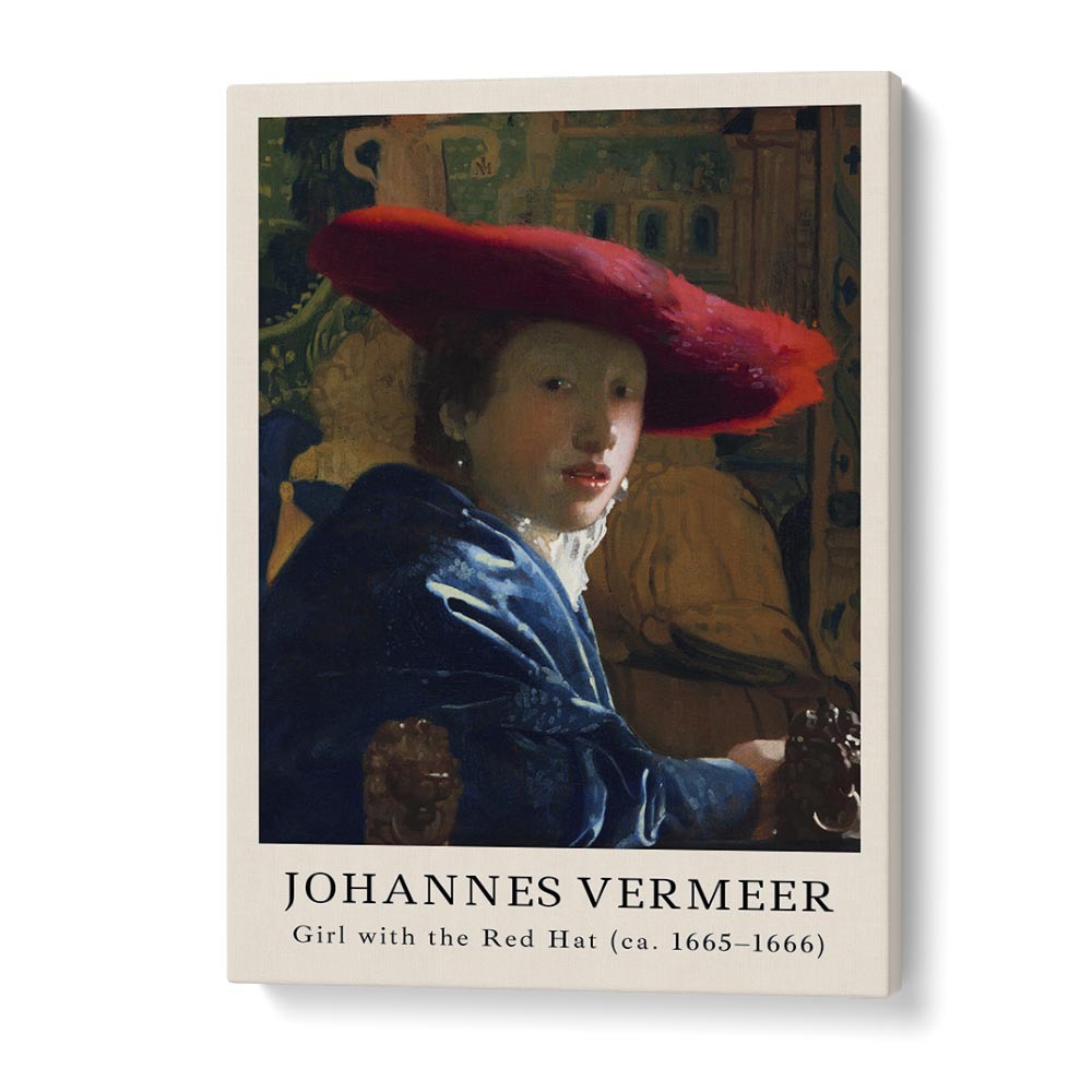 Johannes Vermeer Girl With Red Hat 1665-1666 By Johannes Vermeer Vintage Paintings in Gallery Wrap