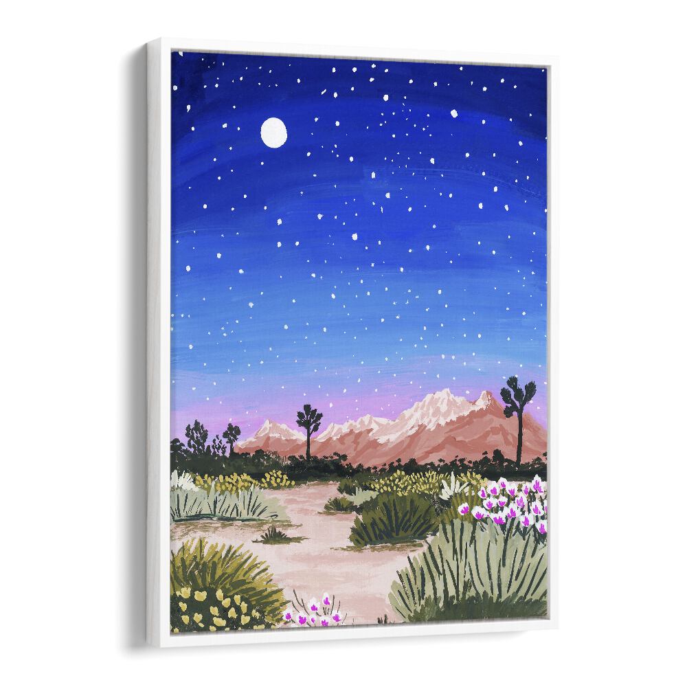 Breathtaking Joshua Tree, landscape paintings by Sarah Gesek, featuring vibrant colors and a starry night sky.