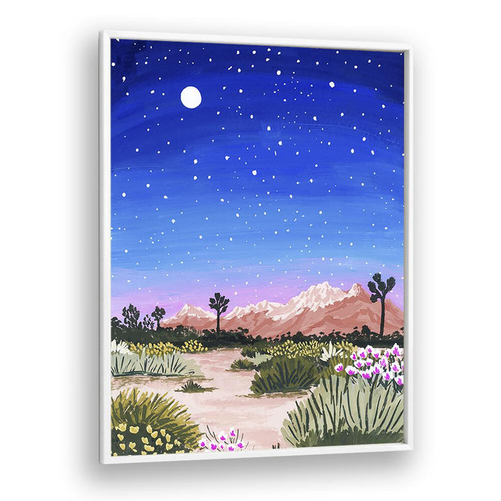 Breathtaking JOSHUA TREE, LANDSCAPE PAINTINGS by Sarah Gesek, showcasing a stunning desert night sky with vibrant colors.