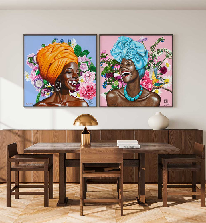JOY IN FULL BLOOM SET , SET OF 2 PAINTINGS