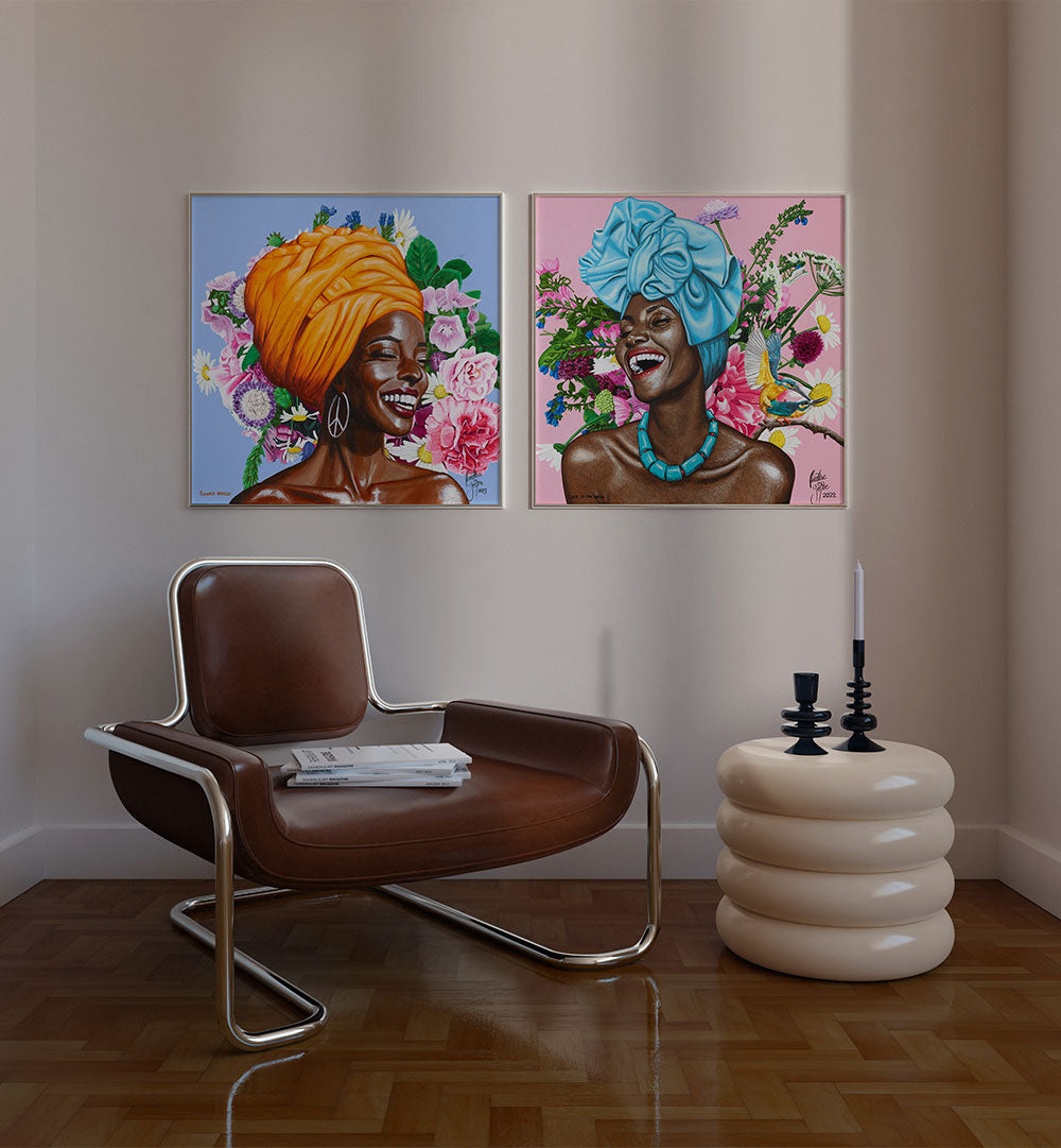 JOY IN FULL BLOOM SET , SET OF 2 PAINTINGS