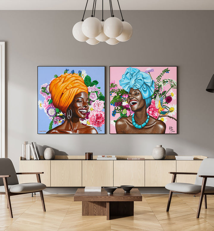 JOY IN FULL BLOOM SET , SET OF 2 PAINTINGS