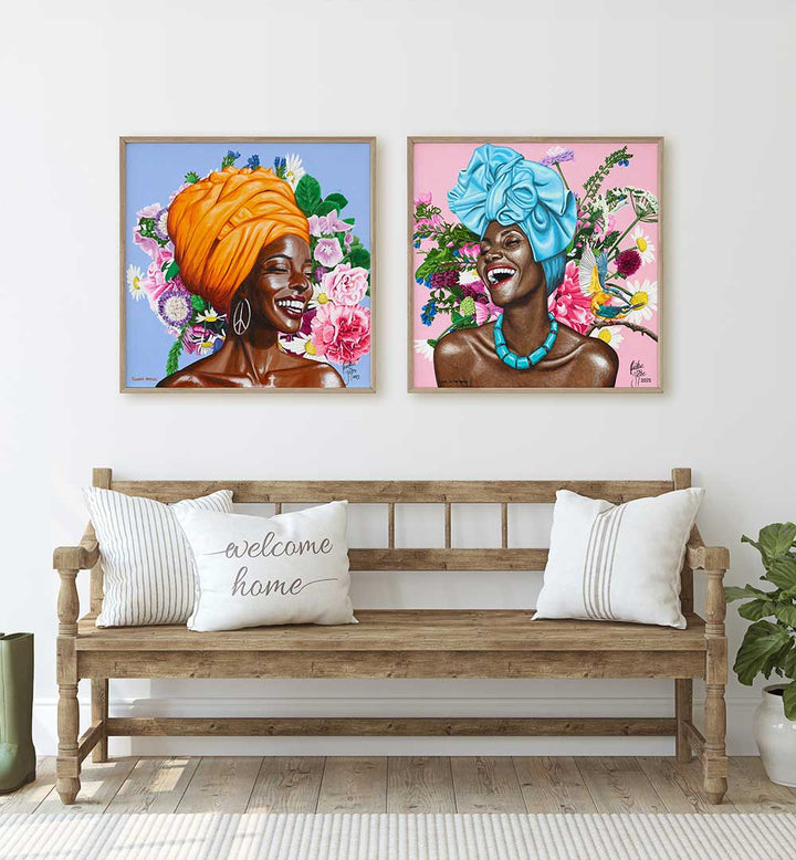 JOY IN FULL BLOOM SET , SET OF 2 PAINTINGS