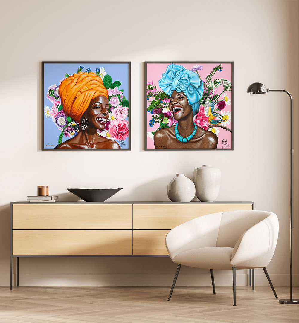 JOY IN FULL BLOOM SET , SET OF 2 PAINTINGS