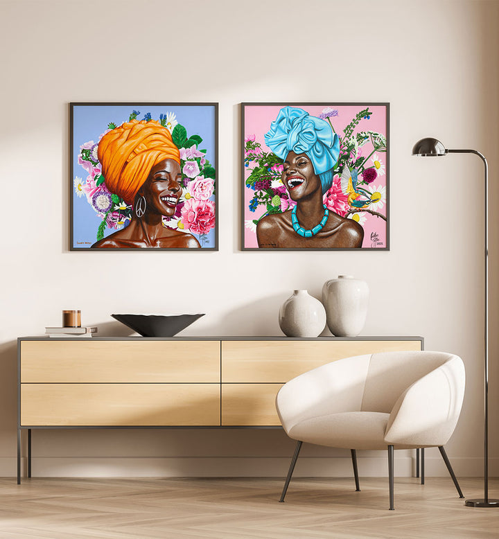 JOY IN FULL BLOOM SET , SET OF 2 PAINTINGS